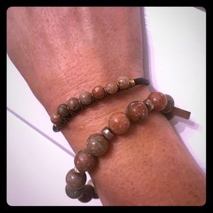 Earth tone stone bracelet set